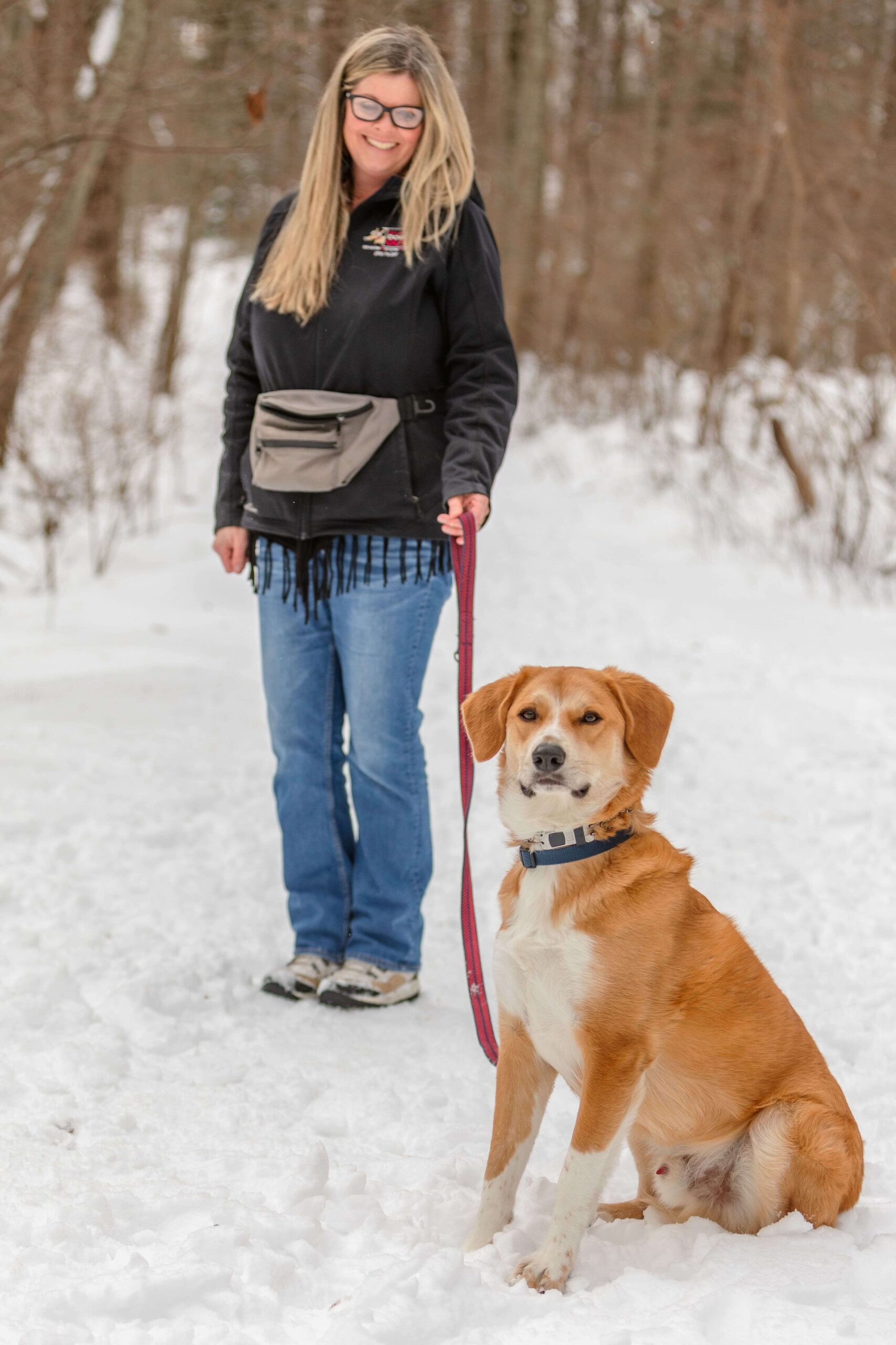 Women with Dog on snow
